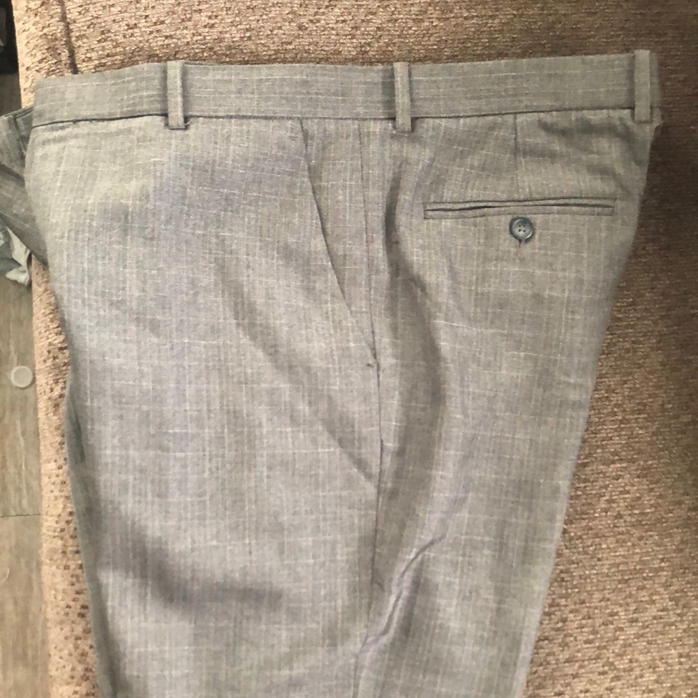 Perry Ellis Mens Grey Checkered Mens Dress Pants